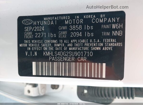 KMHLS4DG2SU901710 2025 HYUNDAI ELANTRA Белый Вид подкапотного пространства