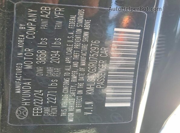 KMHLS4DG3RU752976 2024 HYUNDAI ELANTRA Black Vista del compartimento del motor
