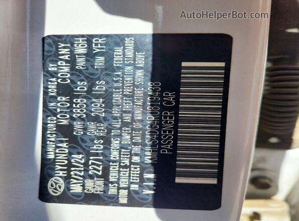 KMHLS4DG4RU819438 2024 HYUNDAI ELANTRA White Շարժիչի բաժամունքի տեսք