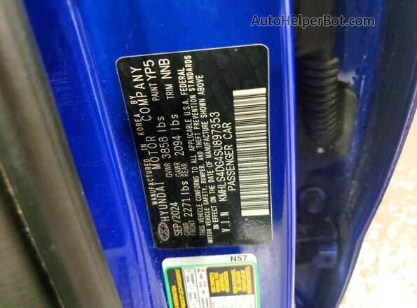 KMHLS4DG4SU897353 2025 HYUNDAI ELANTRA Blue Engine compartment view