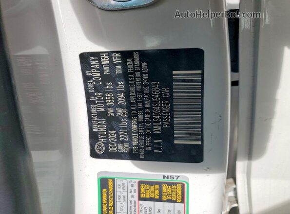 KMHLS4DG4SU946843 2025 HYUNDAI ELANTRA White VIN sticker view