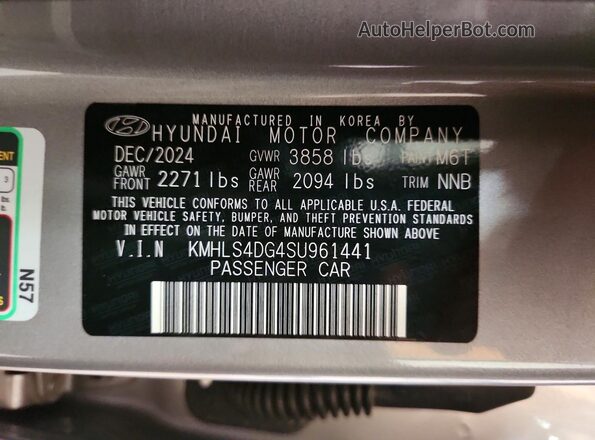 KMHLS4DG4SU961441 2025 HYUNDAI ELANTRA Gray Engine compartment view