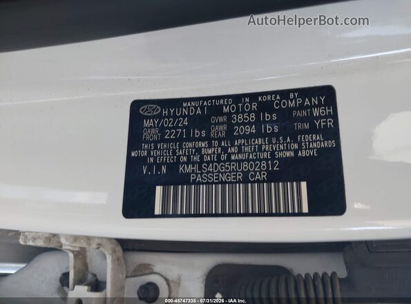 KMHLS4DG5RU802812 2024 HYUNDAI ELANTRA Белый Вид подкапотного пространства