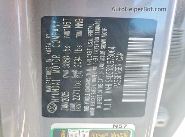 KMHLS4DG5SU973064 2025 HYUNDAI ELANTRA Silver Вид підкапотного простору