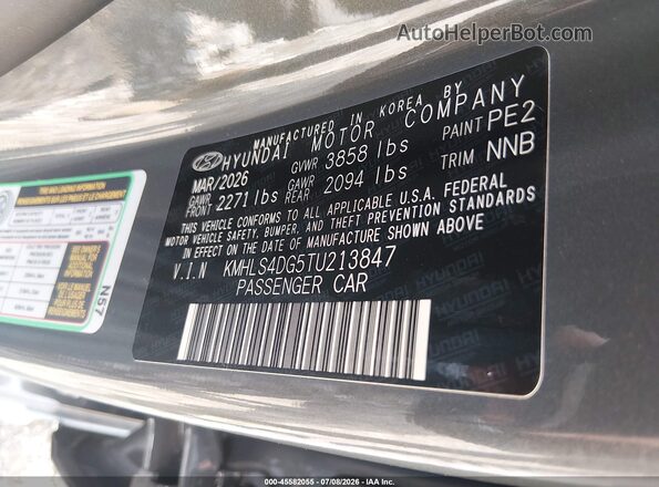 KMHLS4DG5TU213847 2026 HYUNDAI ELANTRA Gray Engine compartment view