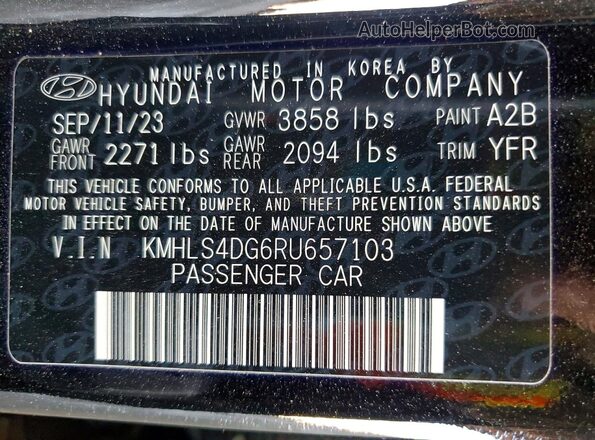 KMHLS4DG6RU657103 2024 HYUNDAI ELANTRA Black VIN կոդի պիտակի տեսք
