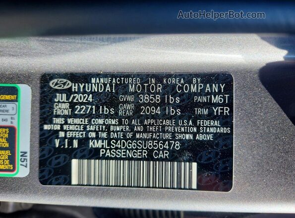 KMHLS4DG6SU856478 2025 HYUNDAI ELANTRA Silver Vista del compartimento del motor