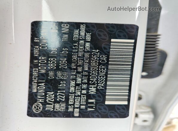 KMHLS4DG6SU859624 2025 HYUNDAI ELANTRA White ძრავის განყოფილების ხედი