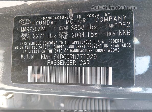 KMHLS4DG9RU771029 2024 HYUNDAI ELANTRA Blue ძრავის განყოფილების ხედი