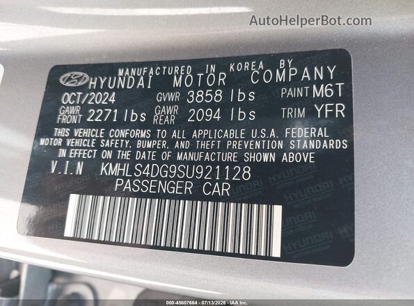 KMHLS4DG9SU921128 2025 HYUNDAI ELANTRA Silver Vista del compartimento del motor