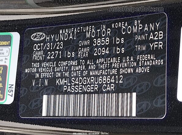 KMHLS4DGXRU686412 2024 HYUNDAI ELANTRA Black Widok komory silnika