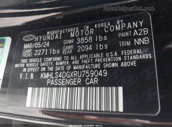 KMHLS4DGXRU759049 2024 HYUNDAI ELANTRA Black Շարժիչի բաժամունքի տեսք