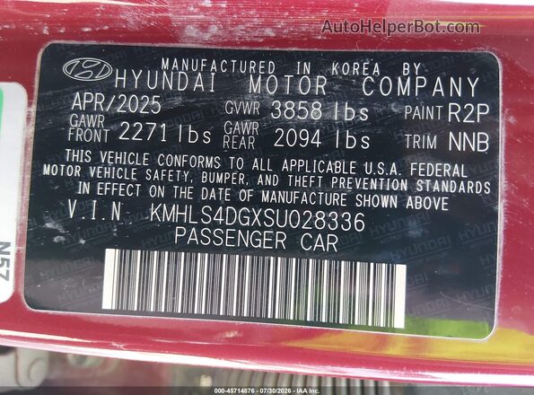 KMHLS4DGXSU028336 2025 HYUNDAI ELANTRA Burgundy Widok komory silnika