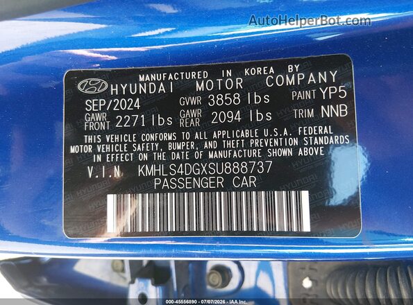KMHLS4DGXSU888737 2025 HYUNDAI ELANTRA Blue Engine compartment view