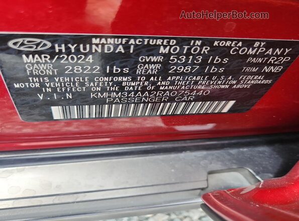 KMHM34AA2RA075440 2024 HYUNDAI IONIQ Красный Вид подкапотного пространства