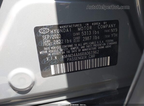 KMHM34AA6RA061962 2024 HYUNDAI IONIQ 6 Blue Вид підкапотного простору