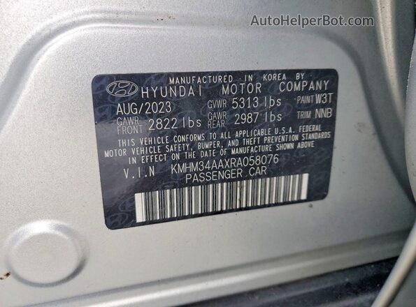 KMHM34AAXRA058076 2024 HYUNDAI IONIQ Silver Вид підкапотного простору