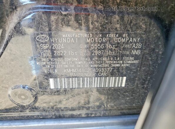 KMHM34AC2SA093377 2025 HYUNDAI IONIQ Black Շարժիչի բաժամունքի տեսք