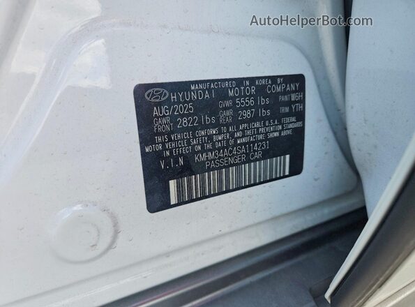 KMHM34AC4SA114231 2025 HYUNDAI IONIQ White Vista del compartimento del motor