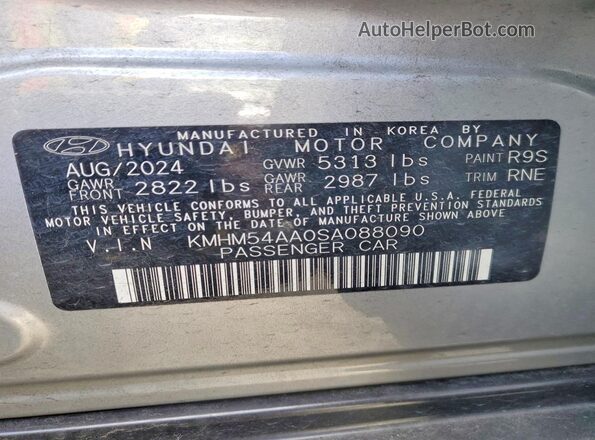 KMHM54AA0SA088090 2025 HYUNDAI IONIQ Silver VIN կոդի պիտակի տեսք