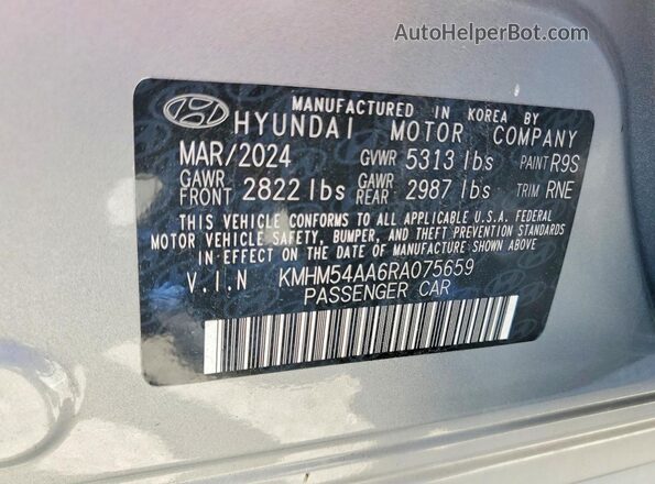 KMHM54AA6RA075659 2024 HYUNDAI IONIQ Серебряный Вид наклейки с VIN-кодом