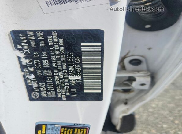 KMHRB8A34MU115252 2021 HYUNDAI VENUE White VIN sticker view