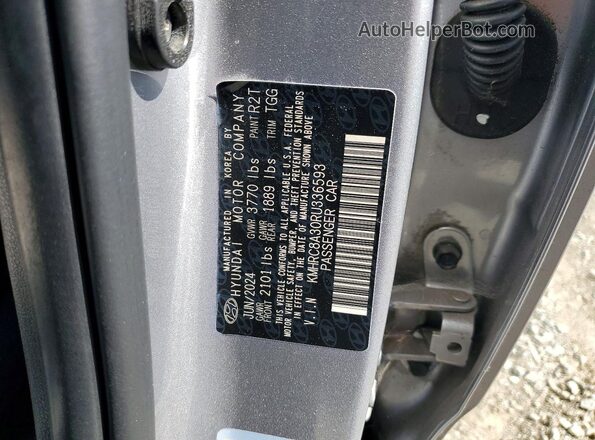 KMHRC8A30RU336593 2024 HYUNDAI VENUE Silver VIN կոդի պիտակի տեսք