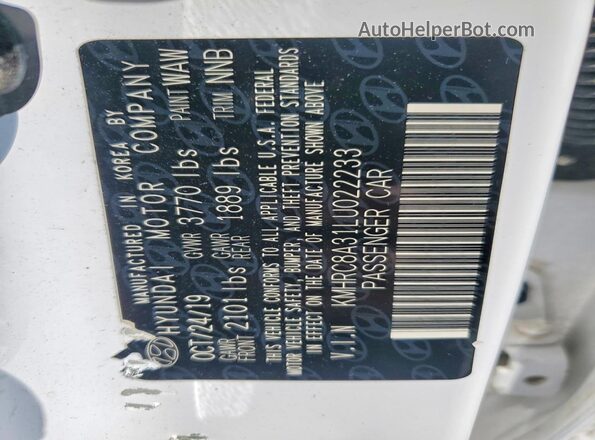 KMHRC8A31LU022233 2020 HYUNDAI VENUE White Панорамний вид салону 360°