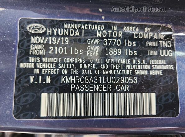 KMHRC8A31LU029053 2020 HYUNDAI VENUE Blue Widok wnętrza 360 stopni