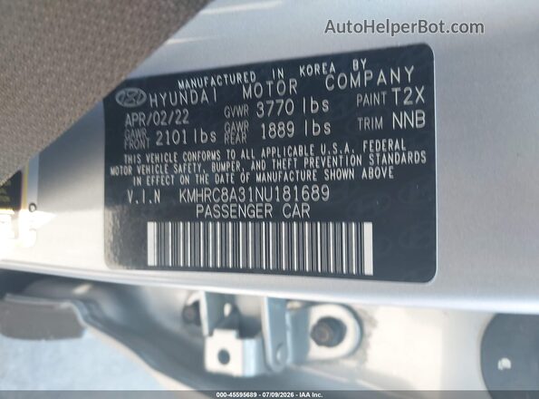 KMHRC8A31NU181689 2022 HYUNDAI VENUE Gray Vista del compartimento del motor