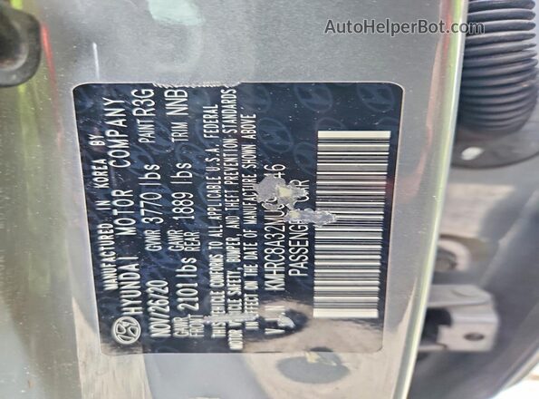 KMHRC8A32MU088646 2021 HYUNDAI VENUE Gray Widok naklejki z numerem VIN