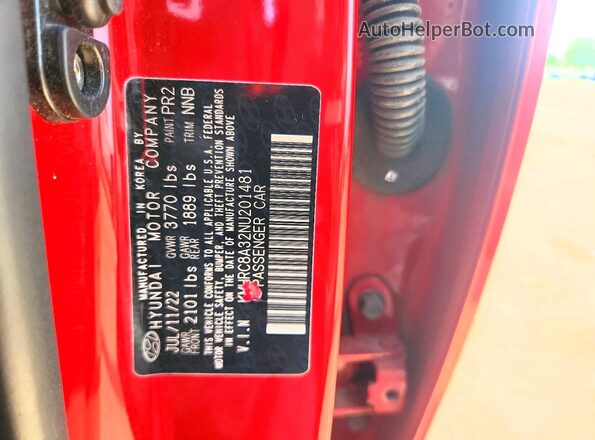 KMHRC8A32NU201481 2022 HYUNDAI VENUE Red Engine compartment view