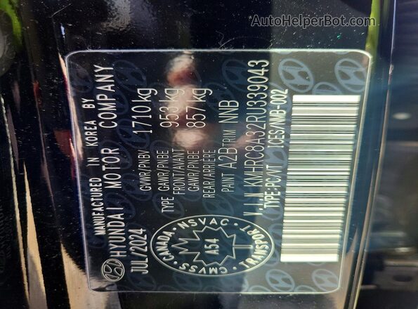 KMHRC8A32RU339043 2024 HYUNDAI VENUE Black VIN կոդի պիտակի տեսք