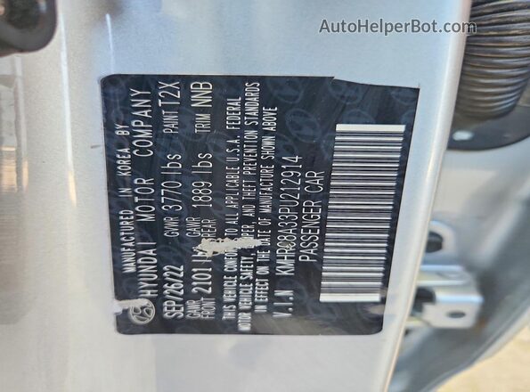 KMHRC8A33PU212914 2023 HYUNDAI VENUE Серебряный Вид наклейки с VIN-кодом