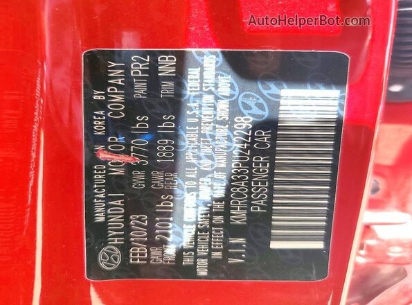 KMHRC8A33PU242298 2023 HYUNDAI VENUE Red Widok komory silnika