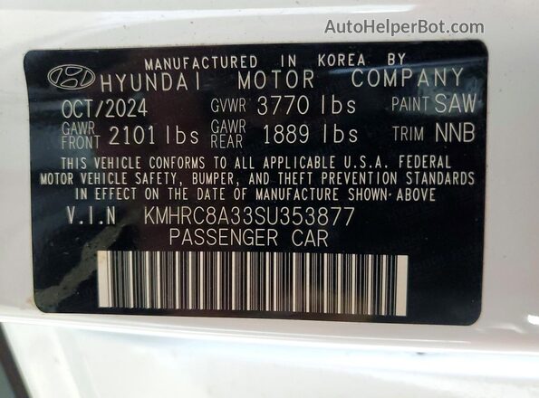 KMHRC8A33SU353877 2025 HYUNDAI VENUE Белый Панорамный вид салона 360°