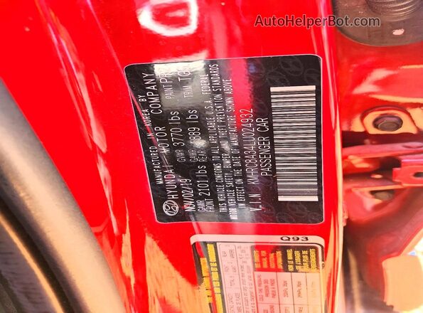 KMHRC8A34LU024932 2020 HYUNDAI VENUE Red Панорамний вид салону 360°