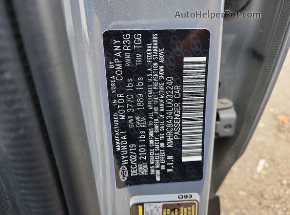 KMHRC8A34LU032240 2020 HYUNDAI VENUE Серый Вид подкапотного пространства
