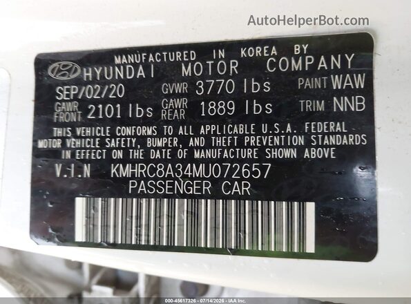 KMHRC8A34MU072657 2021 HYUNDAI VENUE Белый Вид подкапотного пространства
