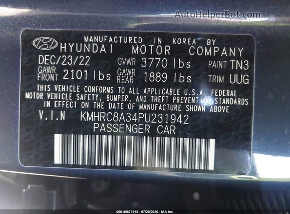 KMHRC8A34PU231942 2023 HYUNDAI VENUE Dark Blue Engine compartment view