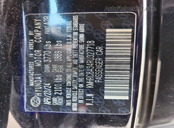 KMHRC8A34RU327718 2024 HYUNDAI VENUE Black Вид наклейки з VIN-кодом