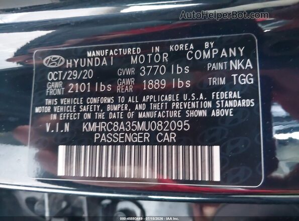KMHRC8A35MU082095 2021 HYUNDAI VENUE Black Vista del compartimento del motor