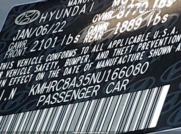 KMHRC8A35NU166080 2022 HYUNDAI VENUE Gray Շարժիչի բաժամունքի տեսք