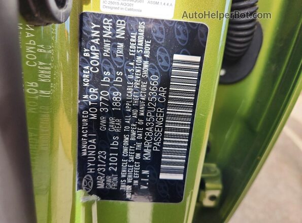 KMHRC8A35PU253660 2023 HYUNDAI VENUE Green ძრავის განყოფილების ხედი