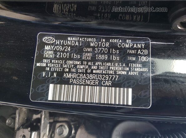KMHRC8A38RU329777 2024 HYUNDAI VENUE Черный Вид наклейки с VIN-кодом