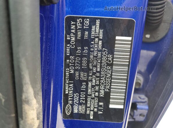 KMHRC8A38SU388057 2025 HYUNDAI VENUE Blue Շարժիչի բաժամունքի տեսք