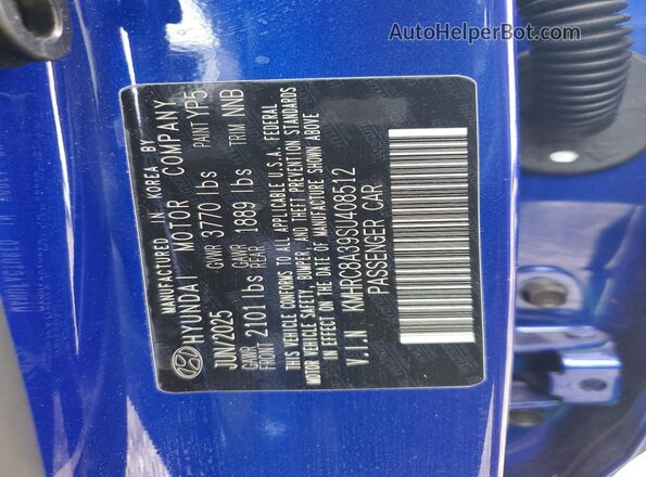KMHRC8A39SU408512 2025 HYUNDAI VENUE Blue VIN sticker view
