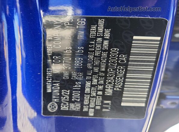 KMHRC8A3XPU230309 2023 HYUNDAI VENUE Blue Շարժիչի բաժամունքի տեսք
