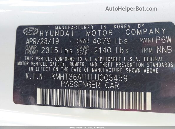 KMHT36AH1LU003459 2020 HYUNDAI VELOSTER N White Widok komory silnika