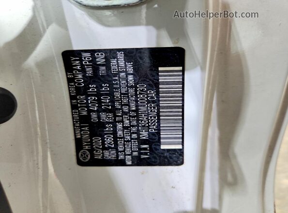 KMHT36AH1MU008730 2021 HYUNDAI VELOSTER White VIN sticker view